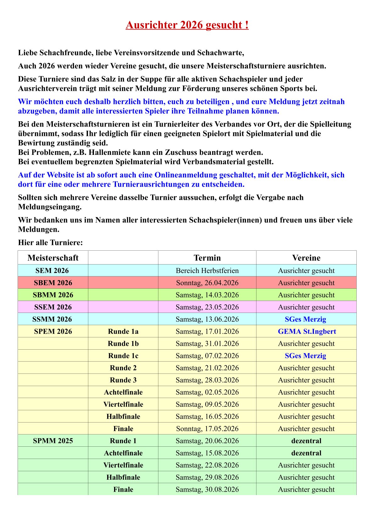 Ausrichter gesucht 2026 3