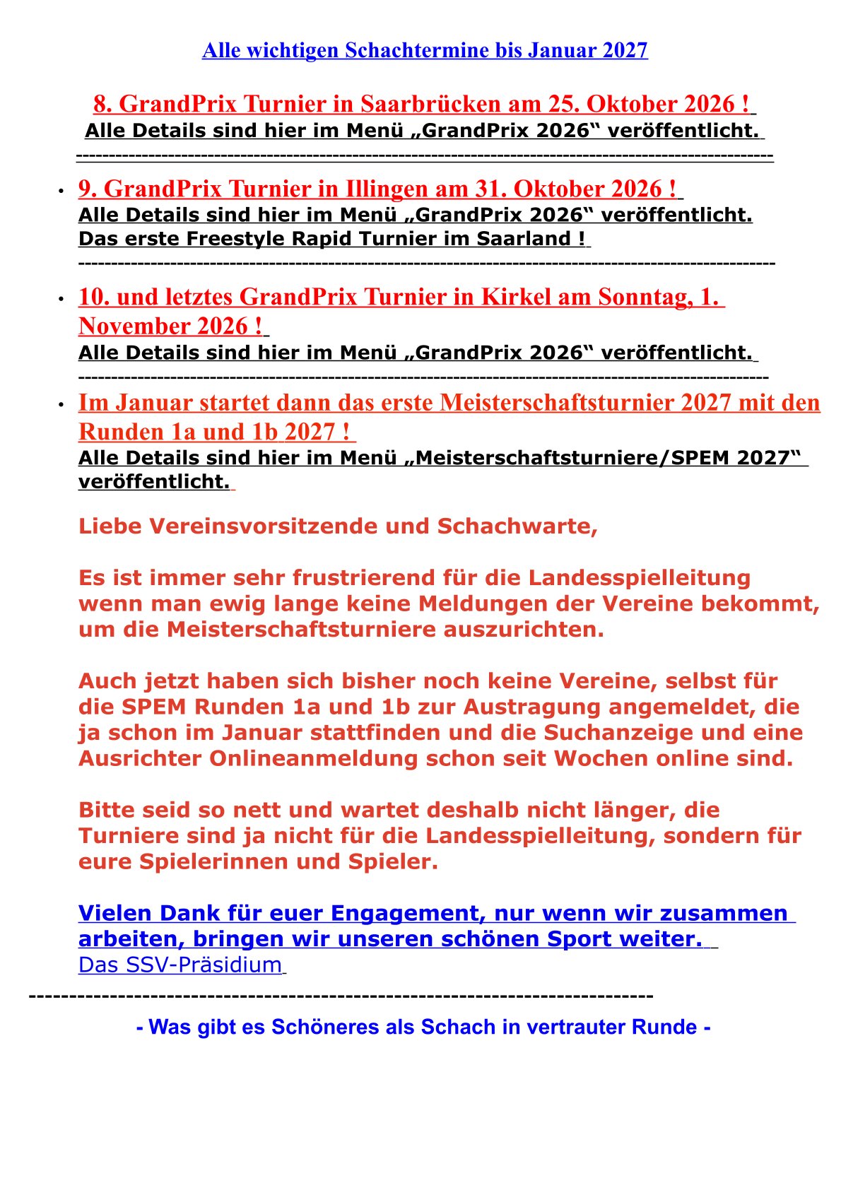 Schachtermine bis Januar 2027 Websitelanhang