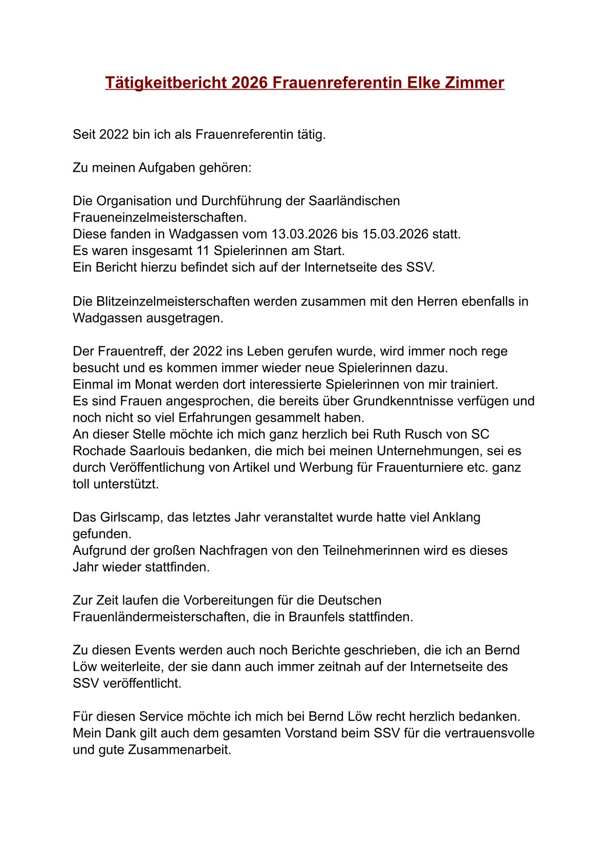 Tätigkeitbericht Elke 2026